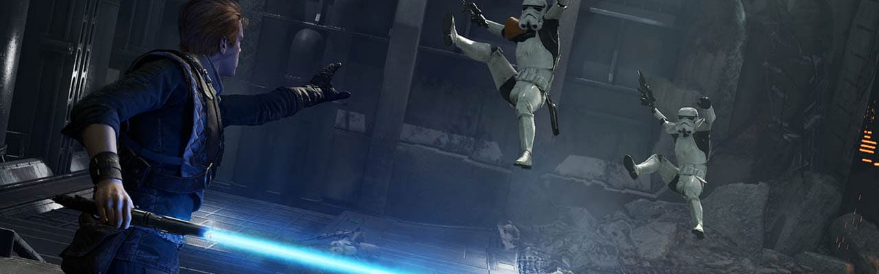 Cal luchando con un Stormtrooper usando la fuerza